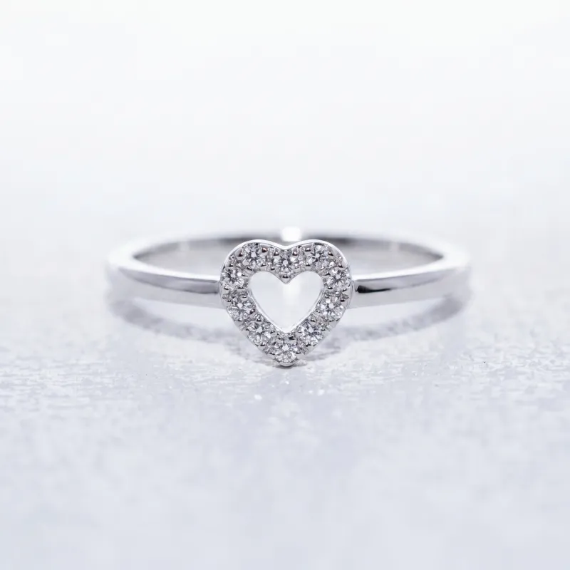 Bague C&oelig;ur Pav&eacute; Diamants en Or 18K ou Platine | Celinni