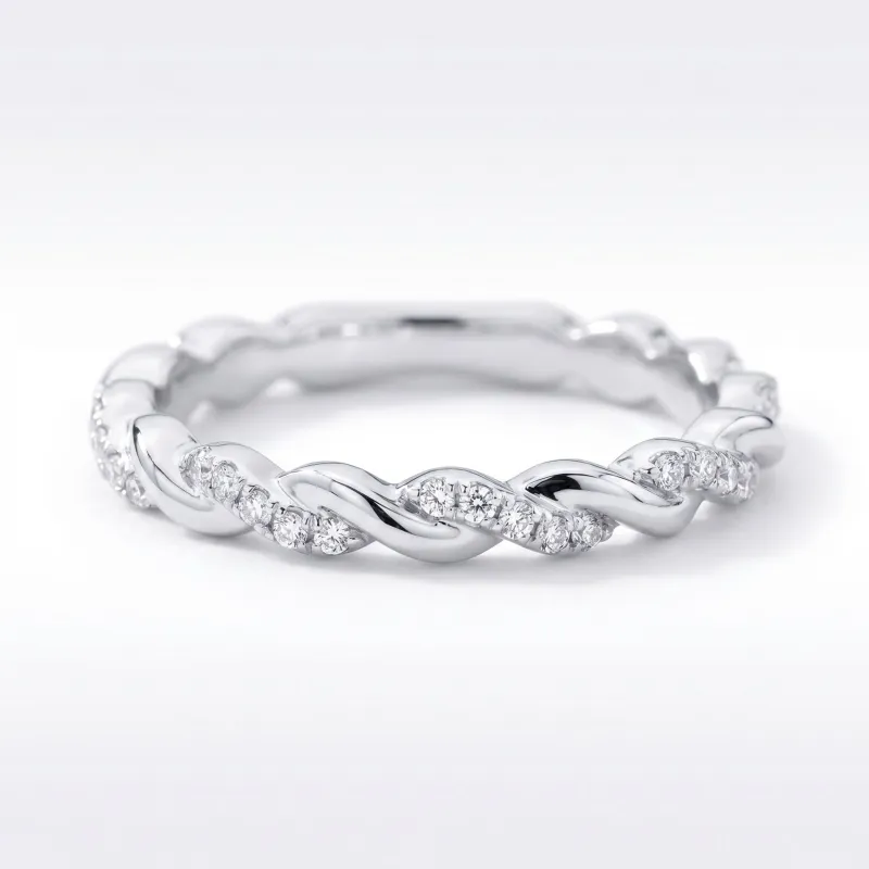 Bague Éternité Torsadée Diamants en Or 18K ou Platine