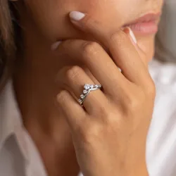 Bague Couronne Diamant&eacute;e en Or 18K ou Platine | Celinni