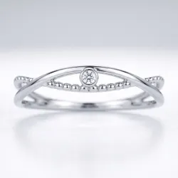 Bague Crois&eacute;e Perl&eacute;e Diamant Serti Clos en Or 18K ou Platine