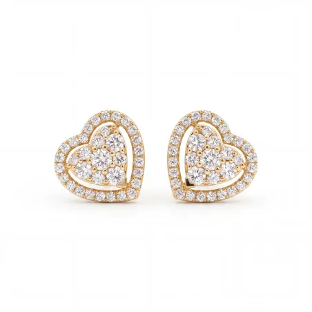 Boucles d'oreilles Coeur Avery - Or jaune 18K et diamants naturels