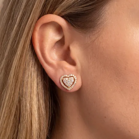 Boucles d'oreilles Coeur Avery - Or jaune 18K et diamants naturels