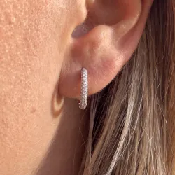 Boucles d'oreilles créoles Milano - Or blanc 18K et diamants