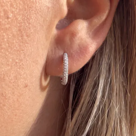 Boucles d'oreilles créoles Milano - Or blanc 18K et diamants naturels
