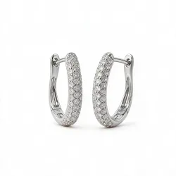Boucles d'oreilles créoles Milano - Or blanc 18K et diamants