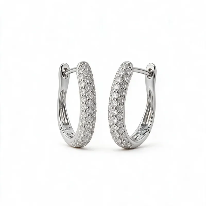 Boucles d'oreilles créoles Milano - Or blanc 18K et diamants