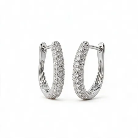 Boucles d'oreilles créoles Milano - Or blanc 18K et diamants naturels