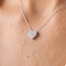 Pendentif Sweetheart Cœur Diamants Naturels en Or Blanc 18K