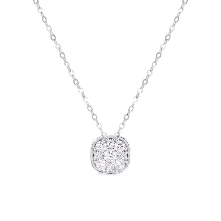 Pendentif Coussin pavé diamants naturels - Or blanc 18K