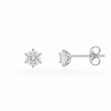 Boucles d'oreilles puces Diamants naturels 0.20 carat Or blanc 18K