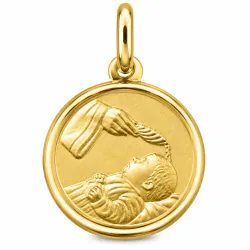 Medalla de Bautizo en Oro Amarillo 18 Quilates - 14 mm