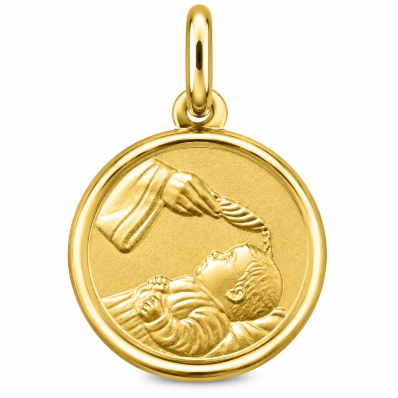 Médaille de Baptême en Or Jaune 18 Carats