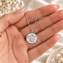 Médaille Ange Ajouré en Or Blanc 18 Carats - 15 mm