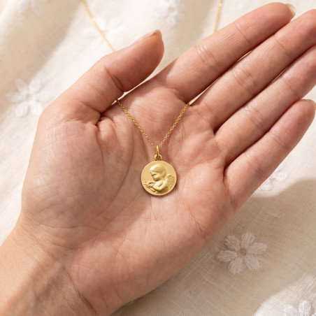 Médaille Ange à la Colombe en Or Jaune 18 Carats