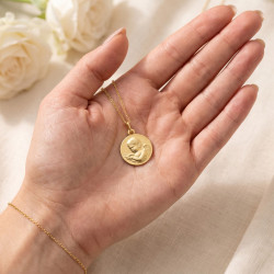 Médaille Ange à la Colombe Or Jaune 18 Carats - 16 mm