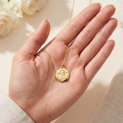 Médaille Ange de Raphaël Disque Poli Or Jaune 18 Carats - 16 mm