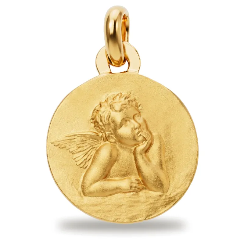 Médaille Ange de Raphaël Satinée en Or Jaune 18 Carats