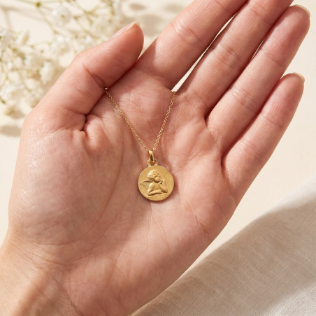 Satin Raphael Angel Medal in 18 Carat Yellow Gold