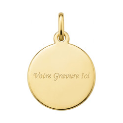 Médaille Ange de Profil Cadre Poli Or Jaune 18 Carats - 14 mm
