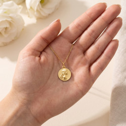 Médaille Ange de Profil Satinée Or Jaune 18 Carats - 16 mm