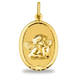 Médaille Ange de Raphaël Ovale à Cadre Or Jaune 18 Carats - 17 x 13 mm