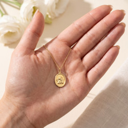 Médaille Ange de Raphaël Ovale à Cadre Or Jaune 18 Carats - 17 x 13 mm