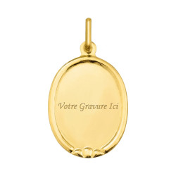 Medalla Ángel de Rafael Ovalada con Marco Oro Amarillo 18K - 17 x 13 mm