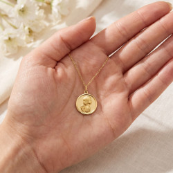 Large Profile Angel Medal 18K Yellow Gold - 18 mm