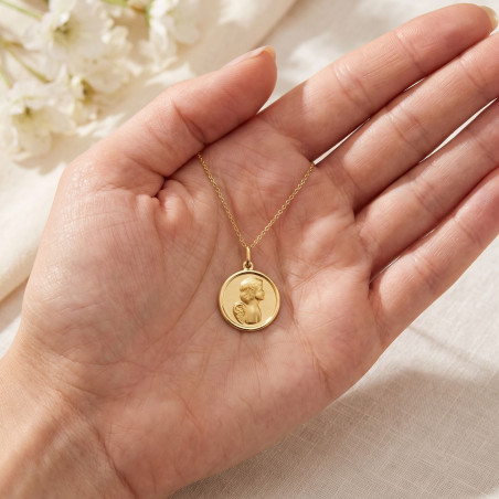 Grande Médaille Ange de Profil en Or Jaune 18 Carats