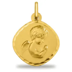 Medaille Biddende Engel Kussenvorm Gefacetteerd 18K Geelgoud - 14 mm