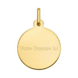 Médaille Ange en Prière Ronde Satinée Or Jaune 18 Carats - 14 mm