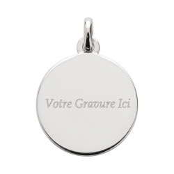 Angel and Dove Medal Polished Rim 18K White Gold - 16 mm