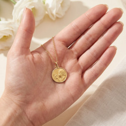 Grande M&eacute;daille Ange et Colombe Or Jaune 18 Carats - 19 mm