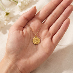 Médaille Ange à l'Agneau Or Jaune 18 Carats - 15 mm