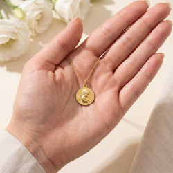 Medaille Engel mit Stern 18K Gelbgold - 16 mm
