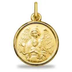 Medaille Schutzengel mit Kind 18K Gelbgold - 13 mm