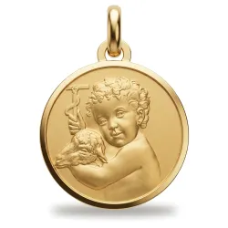 Médaille Ange à l'Agneau Or Jaune 18 Carats - 17 mm