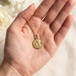 Médaille Ange à l'Agneau Or Jaune 18 Carats - 17 mm
