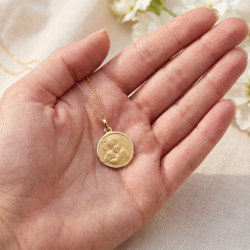 Médaille Ange à l'Agneau Or Jaune 18 Carats - 17 mm