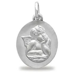 Ovale Medaille Rafaël-Engel 18K Witgoud - 14 x 12 mm