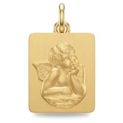 Médaille Ange de Raphaël Rectangle Or Jaune 18 Carats - 14 x 12 mm