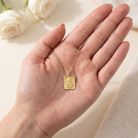 Rechthoekige Medaille Rafaël-Engel in 18 Karaats Geelgoud