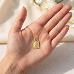 Médaille Ange de Raphaël Rectangle Or Jaune 18 Carats - 14 x 12 mm