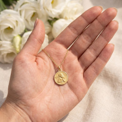 Medaille Raffael-Engel polierter Rand 18K Gelbgold - 15 mm