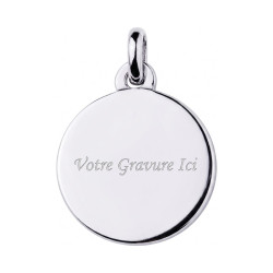 Medaille Raffael-Engel polierter Rand 18K Wei&szlig;gold - 15 mm