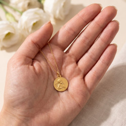 Médaille Ange de Raphaël Satinée Or Jaune 18 Carats - 16 mm
