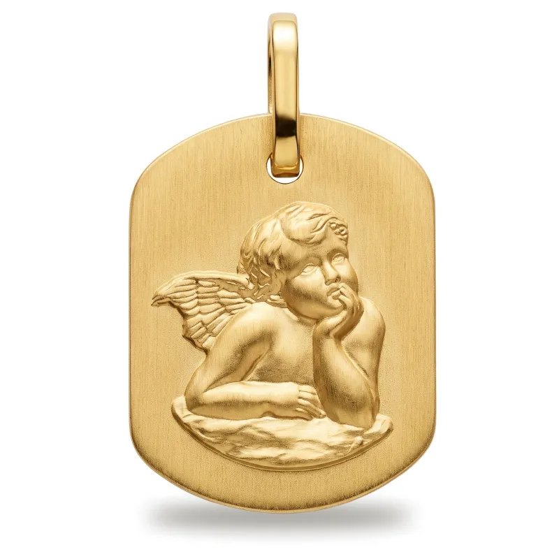 Plakette Raffael-Engel 18K Gelbgold - 19 x 14 mm