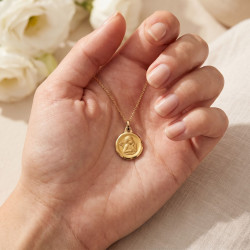 Médaille Ange de Raphaël Cadre Relevé Or Jaune 18 Carats - 18 mm