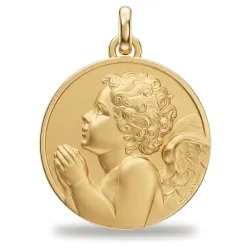 Grande Médaille Ange en Prière Or Jaune 18 Carats - 18 mm