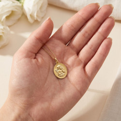 Médaille Ange Ovale en Or Jaune 18 Carats 750/1000